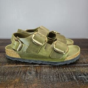 NEW Birkenstock Milano Big Buckle Womens Size 5 EU 36 Narrow Sandals Green